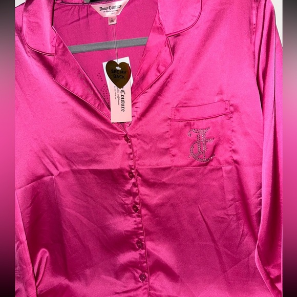 Juicy Couture Satin Silk Pink Pajama Set in Size Large - Picture 4 of 9